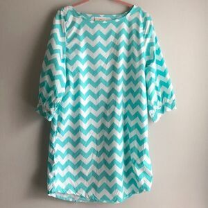 Lolly Wolly Doodle Teal Chevron Mod Tunic Dress